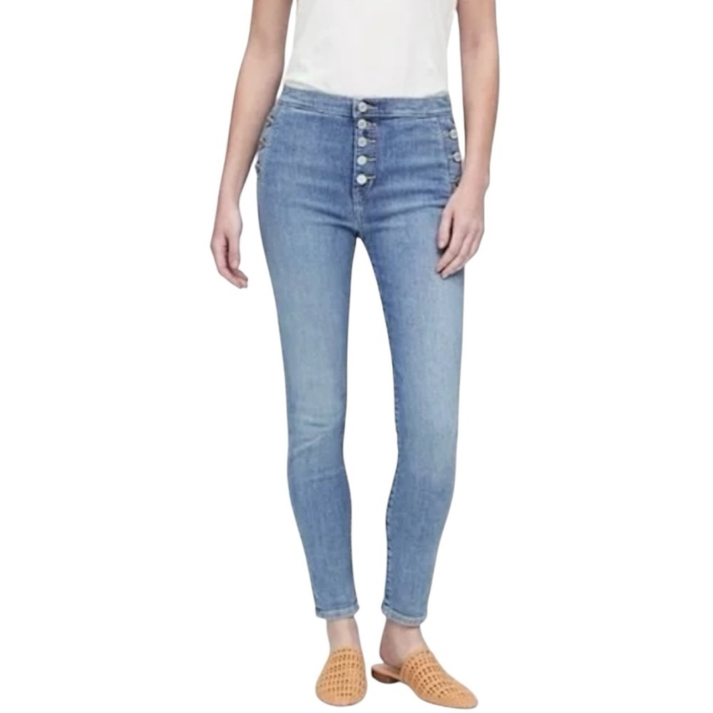 Banana Republic High-Waisted Skinny Jeans Button Fly Ankle Length Blue Size 25